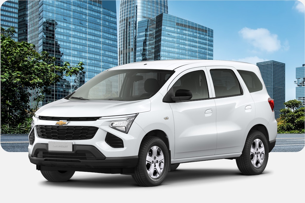 Chevrolet Spin 1.8 AT 2026 branca, com câmbio automático e design funcional.